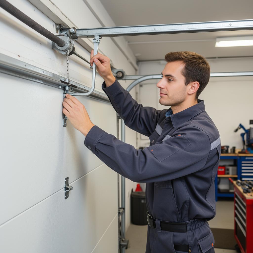 Professional garage door technician performing repair service in Ravensdale WA